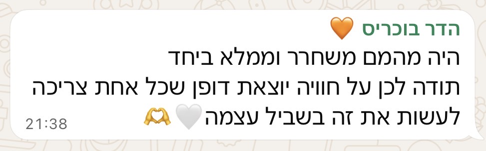 פידבק ריטריט יומי שחף וסיון create your vision